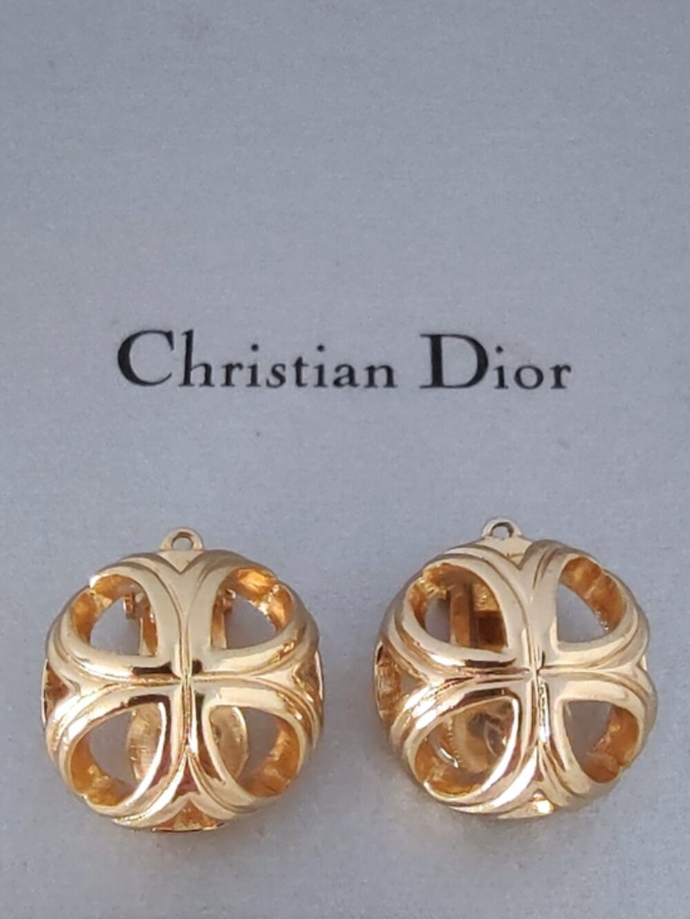 Dior vintage 50s 60s goldtone clip-on earrings jewelry EUC
